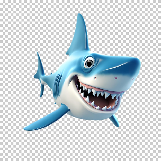 PSD un personnage de requin 3d isolé sur un fond transparent