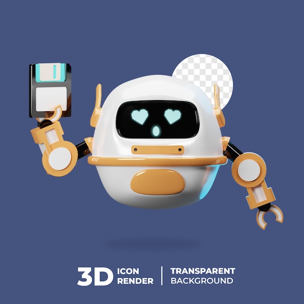 Personnage de robot 3D avec données de disque