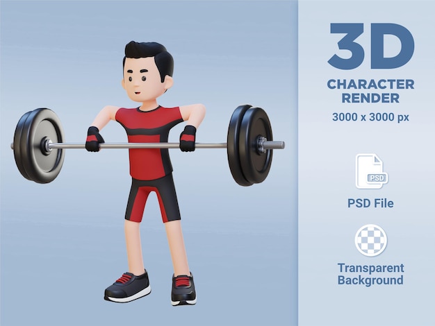 Personnage Sportif 3d Renforçant Les Muscles De L'épaule Avec Un Entraînement Vertical