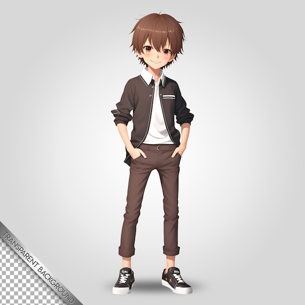 PSD personnage de style anime japonais fond transparent