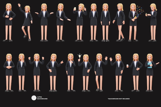 PSD personnages 3d de femme d'affaires