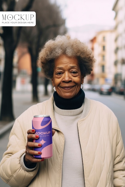 Personne âgée Avec Un Modèle De Boisson