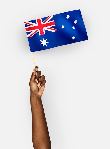 PSD personne agitant le drapeau du commonwealth d'australie