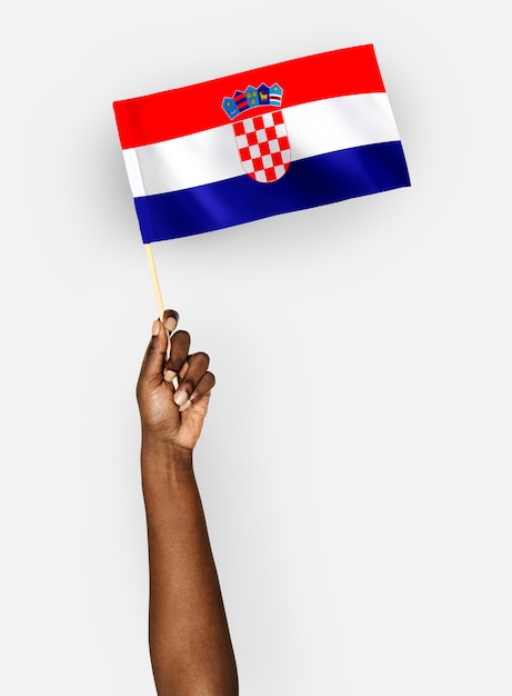 Personne Agitant Le Drapeau De La République De Croatie