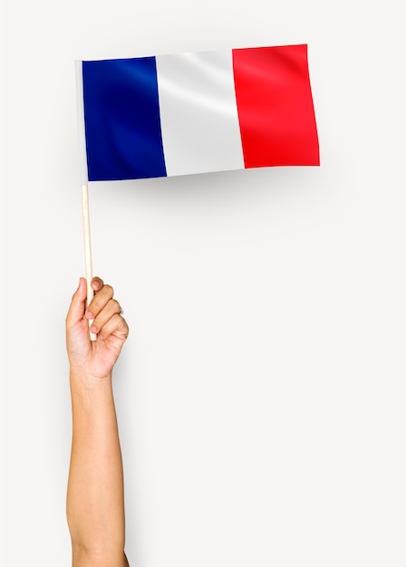 Personne Agitant Le Drapeau De La République Française