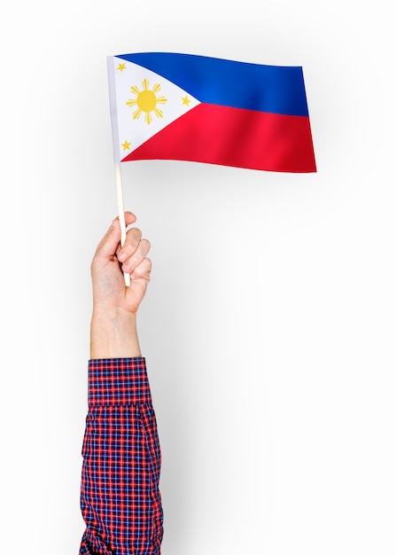 Personne Agitant Le Drapeau De La République Des Philippines