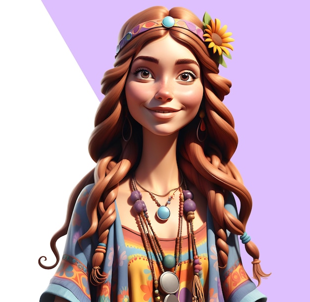 PSD une personne hippie en 3d