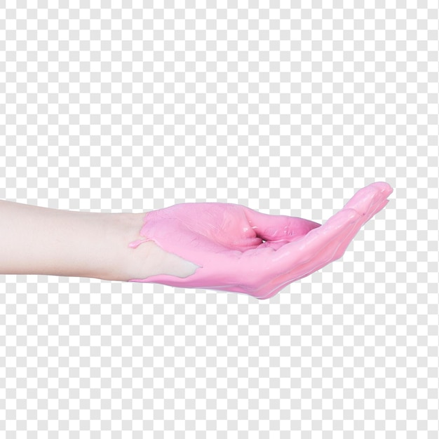 Des personnes peintes en rose remettent une toile de fond blanche isolée sur un fond transparent