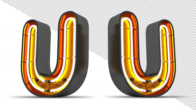 Perspectiva Alfabeto luz de neón 3d ilustración de representación.