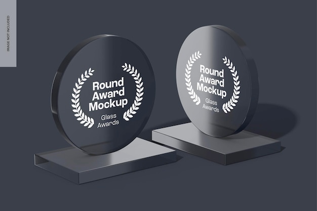 PSD perspectiva da maquete do round glass awards