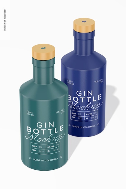 Perspectiva de maquete de garrafas de gin de 500 ml