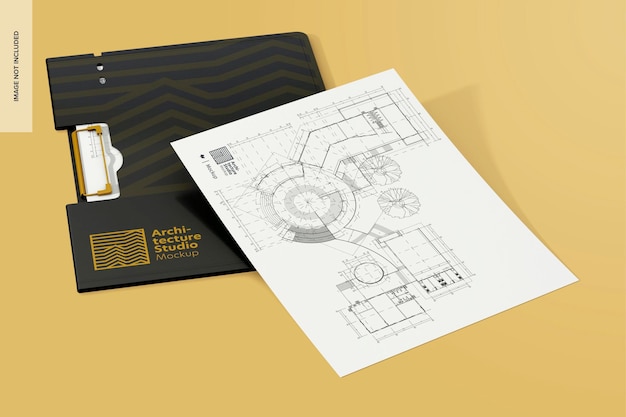 PSD perspectiva de maquete de pasta metálica