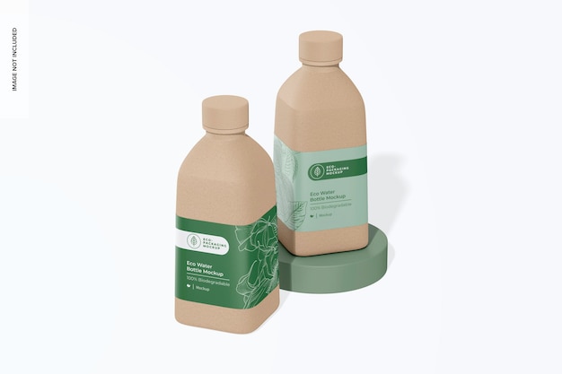 Perspectiva de maqueta de botellas de agua ecológicas