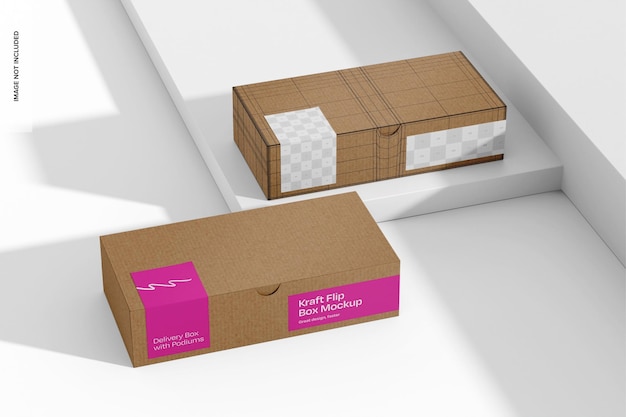 PSD perspectiva de la maqueta de las cajas de kraft