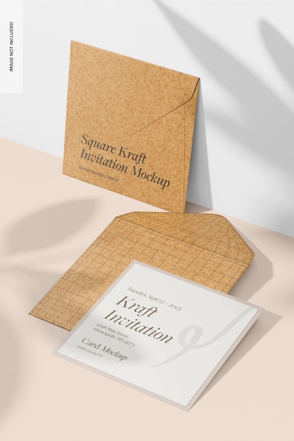 La perspectiva de la maqueta de las invitaciones de Kraft Square