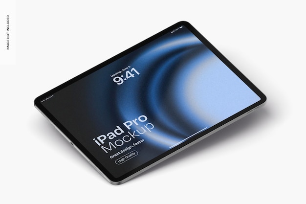 PSD perspectiva de la maqueta de ipad pro en gris de espacio horizontal