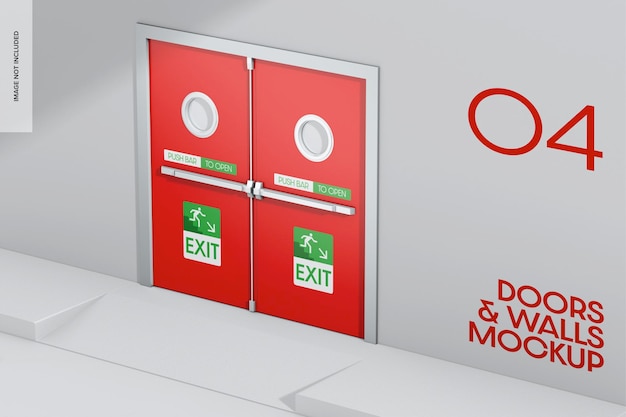 PSD perspectiva de maqueta de puerta de emergencia