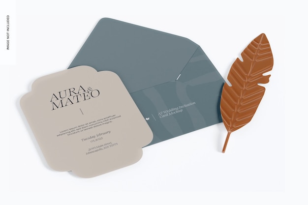 Perspectiva de maqueta de tarjeta de invitación de boda A7