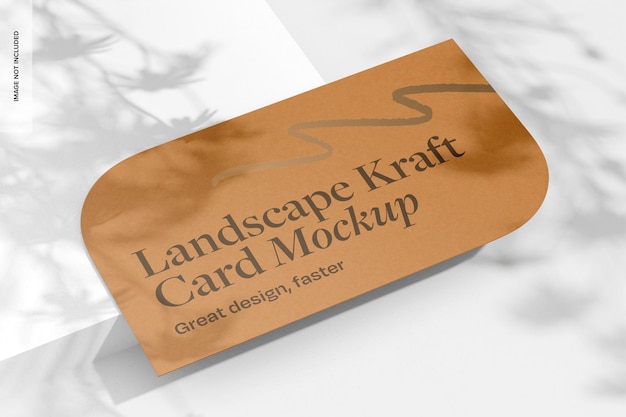 Perspectiva de la maqueta de tarjeta de Kraft para el paisaje