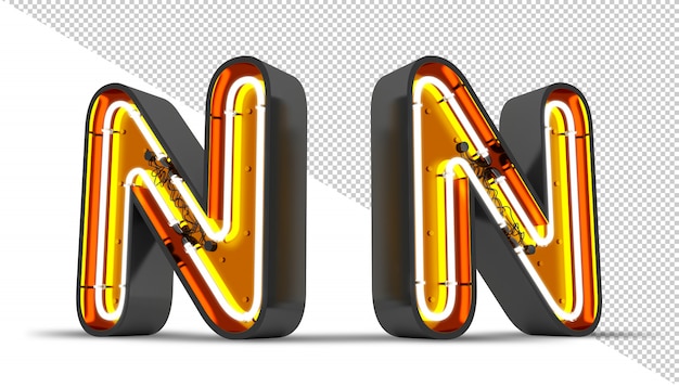 Perspective Alphabet néon lumière rendu 3d illustration.