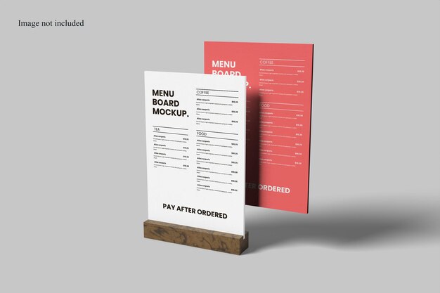 PSD perspective menu board mockup zur präsentation ihres designs für kunden