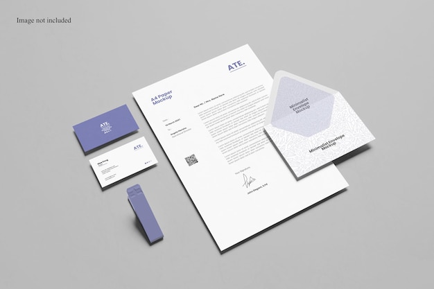 Perspective View Briefpapier Mockup zur Präsentation Ihres Designs für Kunden
