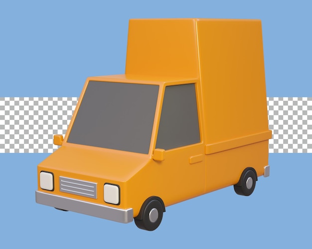 PSD perspective de voiture de livraison de rendu 3d transparente