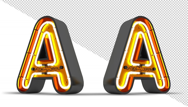 PSD perspektive alphabet neonlicht 3d rendering illustration.