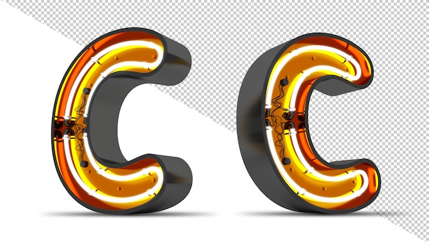 Perspektive alphabet neonlicht 3d rendering illustration.