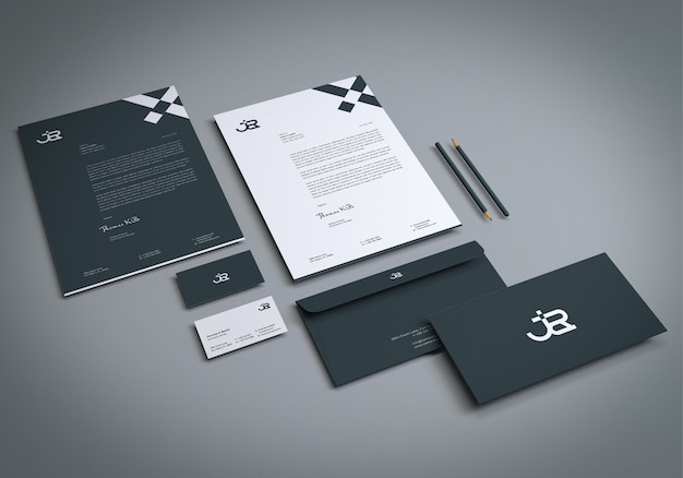 Perspektivische Ansicht Branding Stationery Mockups