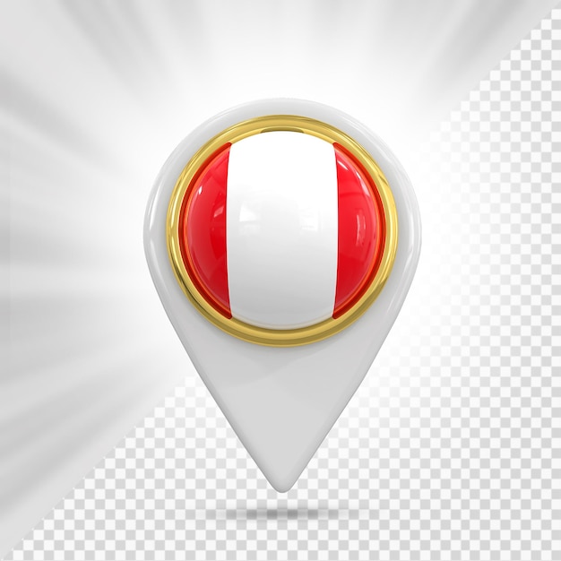 Perú Bandera Pin Mapa 3D