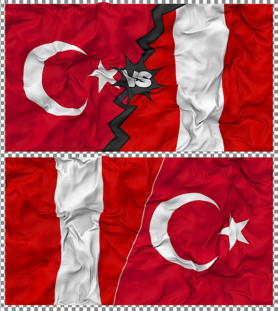 Perú contra Turquía Media bandera combinada con textura 3D de la tela