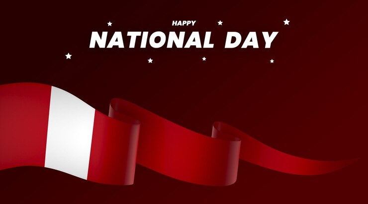 Peru flag element design national independence day banner ribbon psd