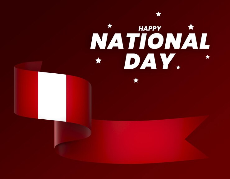Peru flag element design national independence day banner ribbon psd