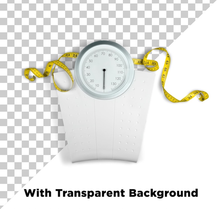 PSD pesagem de balança ou máquina ou balança de peso com fita de medição png psd em fundo transparente