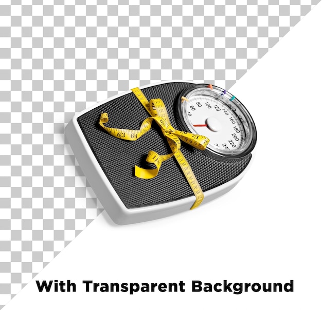 Pesagem de balança ou máquina ou balança de peso com fita de medição PNG PSD em fundo transparente
