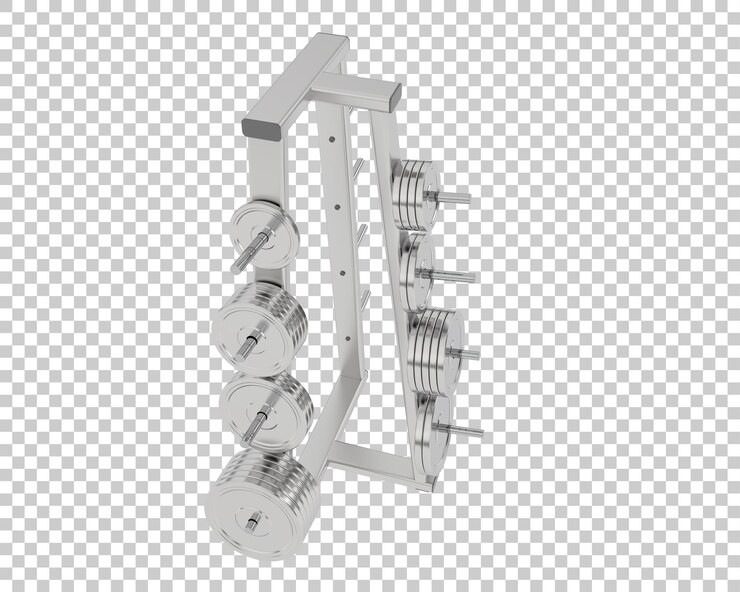 PSD pesas en rack sobre fondo transparente ilustración de renderizado 3d
