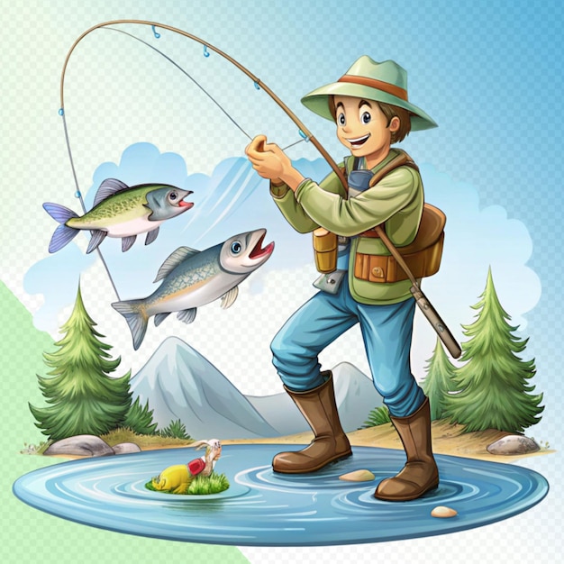 pesca en un fondo transparente