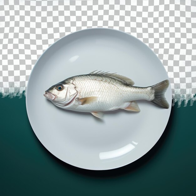 PSD pescado en el plato contra el negro