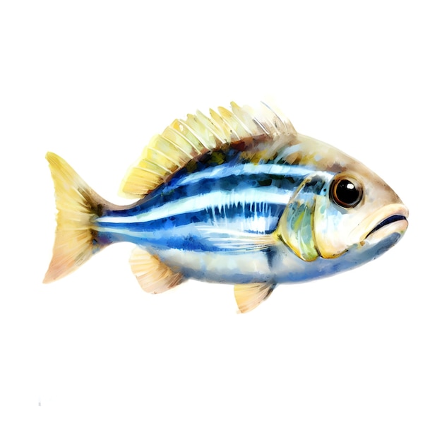 PSD pescado rayado estilo acuarela clipart