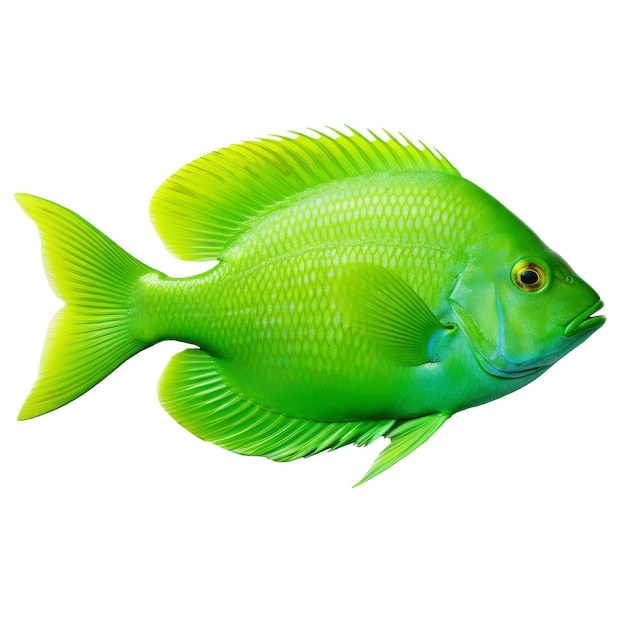 PSD pescado verde sobre un fondo transparente