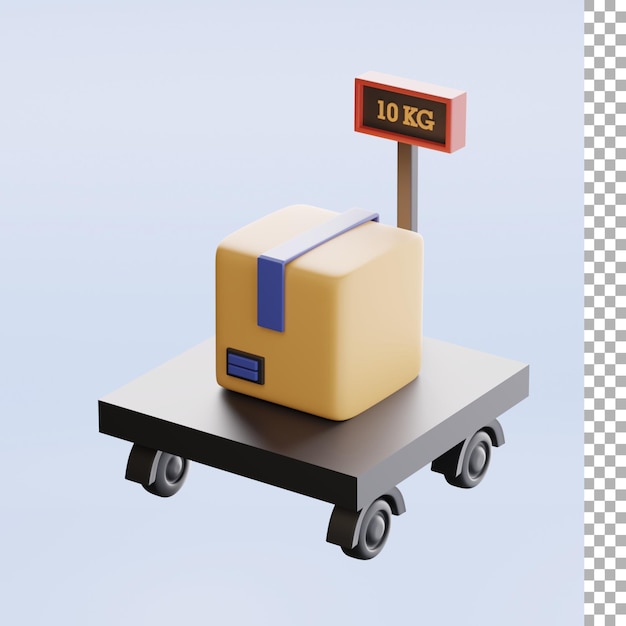 Peso da carga e ícone 3d da caixa