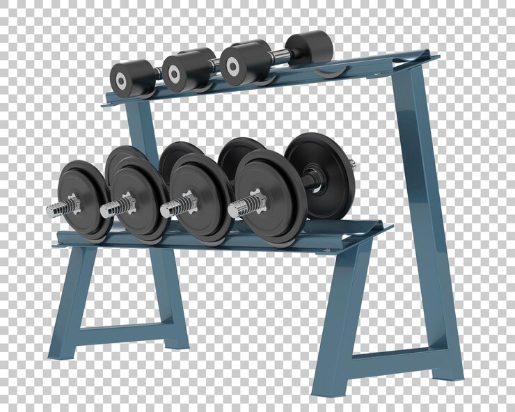 PSD pesos no rack na ilustração de renderização 3d de fundo transparente