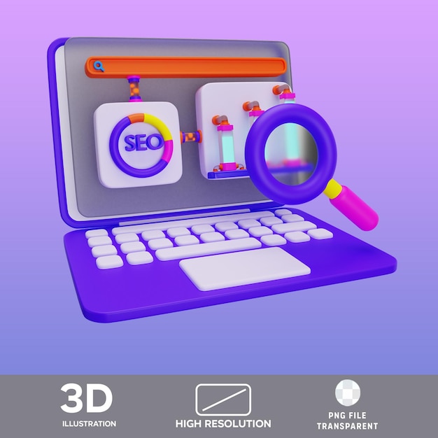 Pesquisa analítica PSD Ilustração 3D