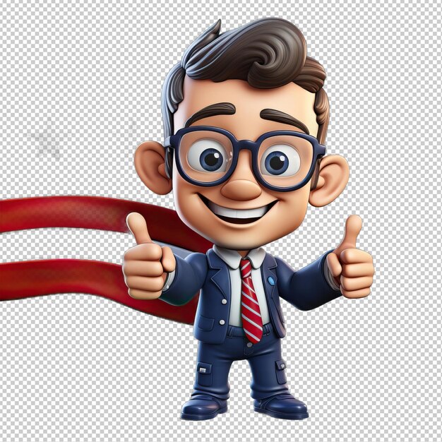 PSD pessoa americana desenhando fundo transparente em estilo de desenho animado 3d