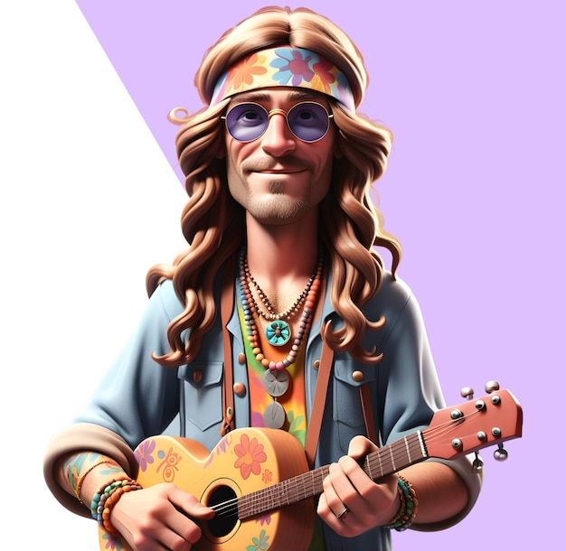 PSD pessoa hippie 3d