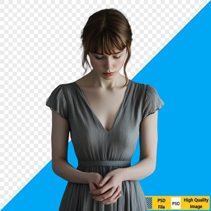 PSD pessoa triste fundo transparente psd retrato emocional expressão triste rosto chorando melancolia