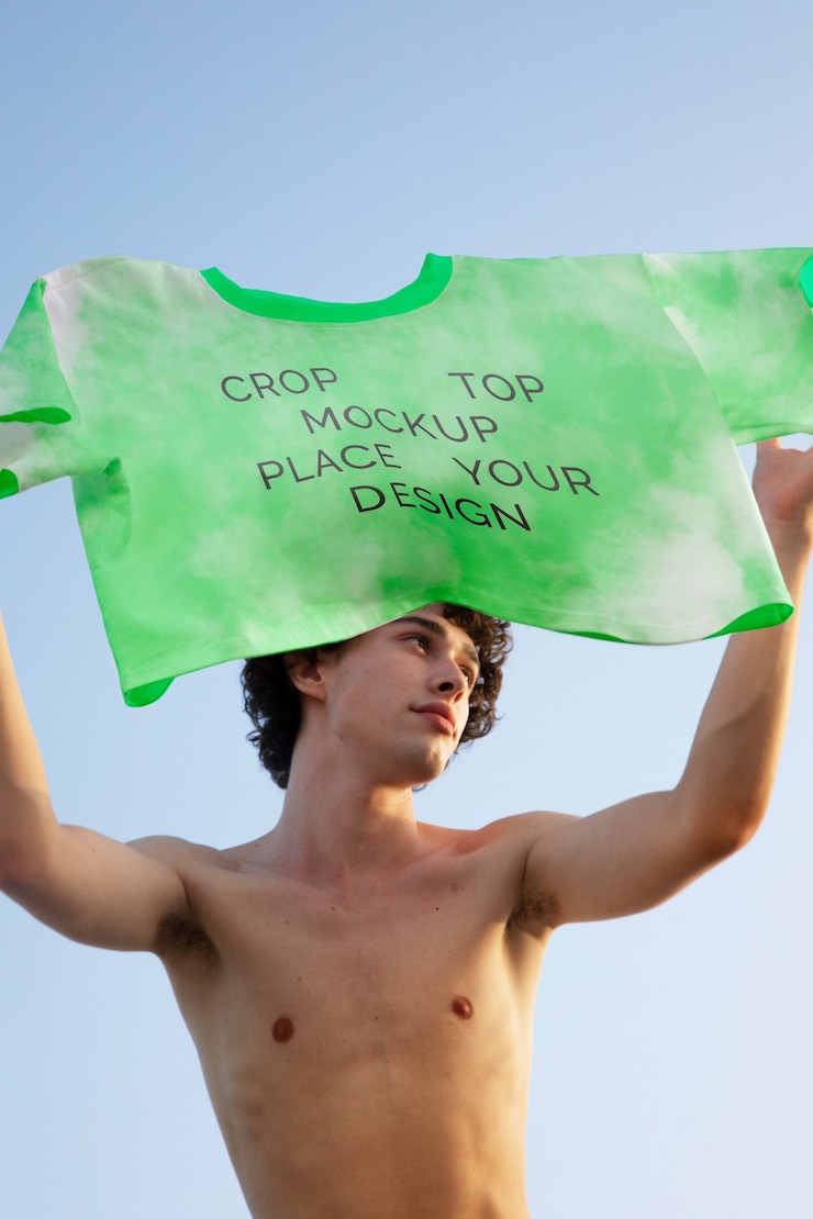 Pessoa usando design de maquete de top cropped