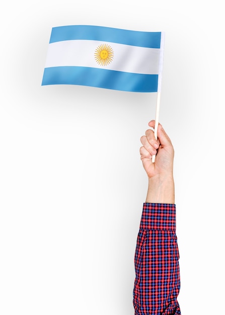 PSD pessoa, waving, a, bandeira, de, república argentina