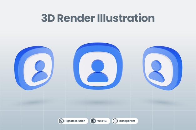 Pessoas de perfil de usuário de ilustração de ícone 3d isoladas